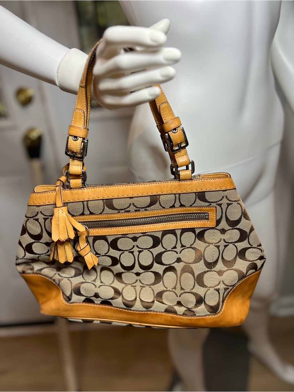 Coach Tan Signature Canvas Tote